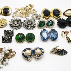 Vintage Earring Lot Monet Avon Leru Swarovski Clip On 21 Pairs